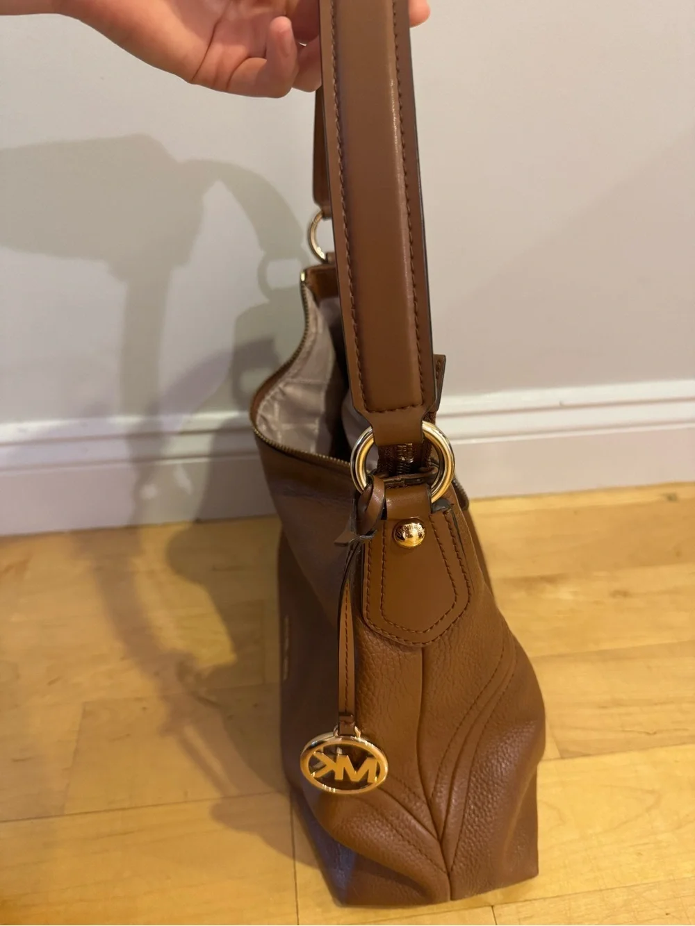 Michael Kors Chestnut Brown Pebbled Leather Shoulder Bag